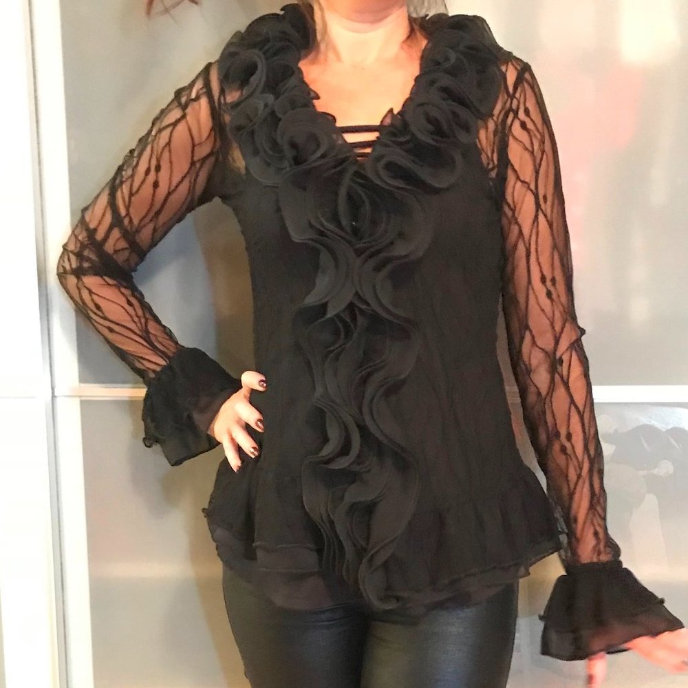 Black fancy shirt, size S